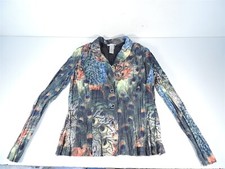 Alberto Makali Peacock Blazer Jacket Long Sleeve Shirt Blouse Lined Women Sz XL
