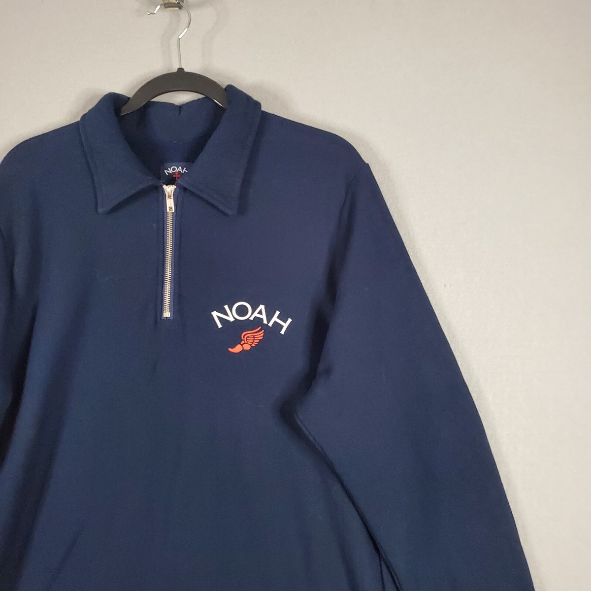 Noah Half Zip Pullover Sweatshirt Sweater Mens Sz L Navy