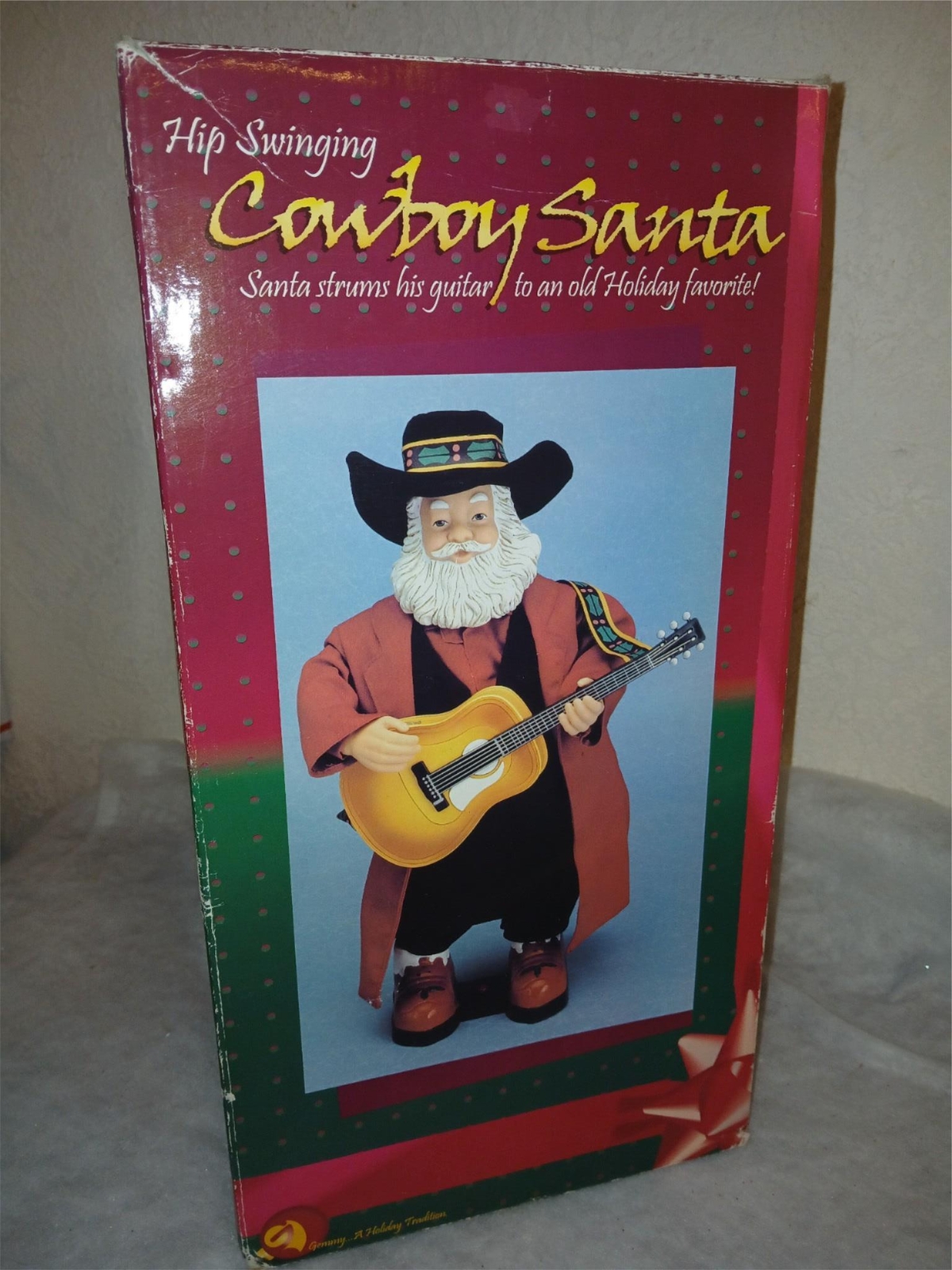 RARE VINTAGE ANIMATED COWBOY SANTA CHRISTMAS DANCING SINGING GUITAR FIGURE