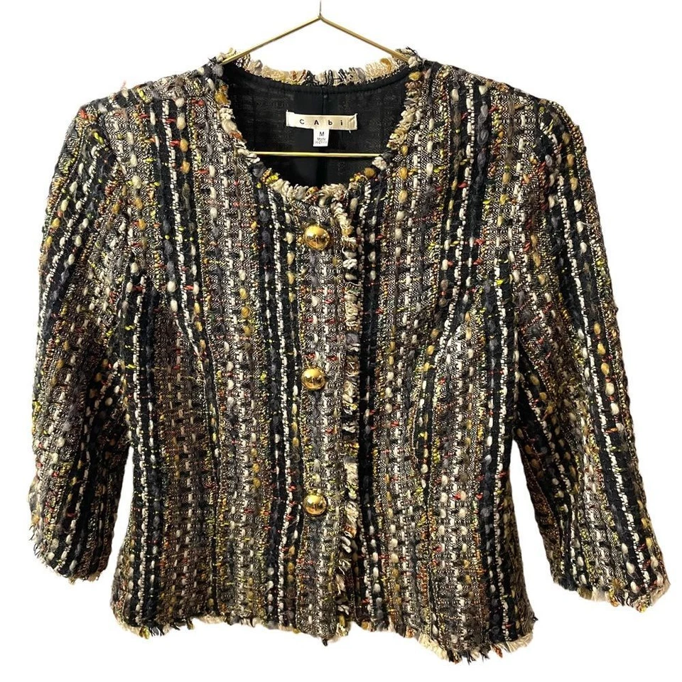 Blazer CAbi Paris Boucle Tweed Estilo #175 Talla MED Foto 2 de 4