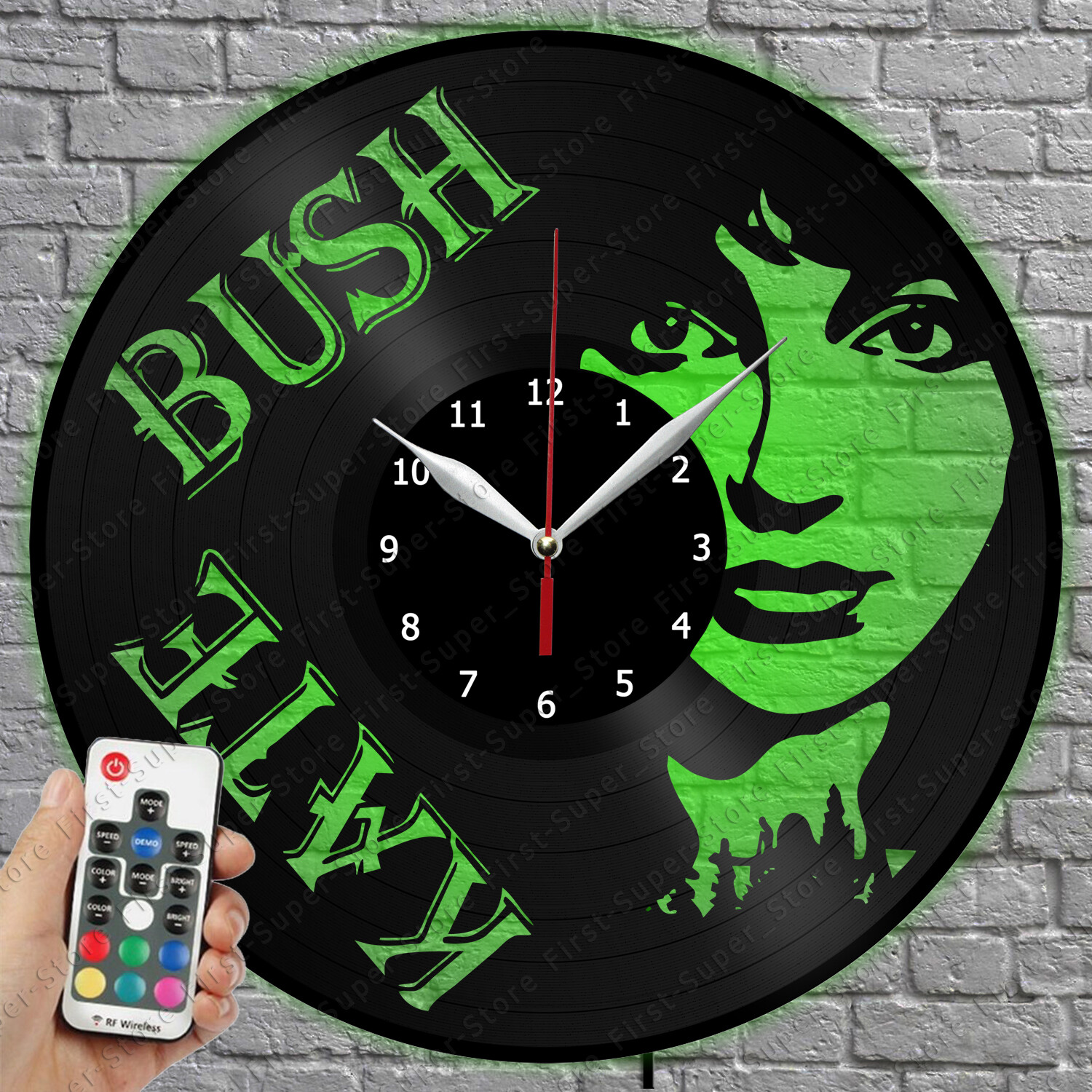 LED Clock with Kate Bush Vinyl Record Design and LED Light Feature 1181