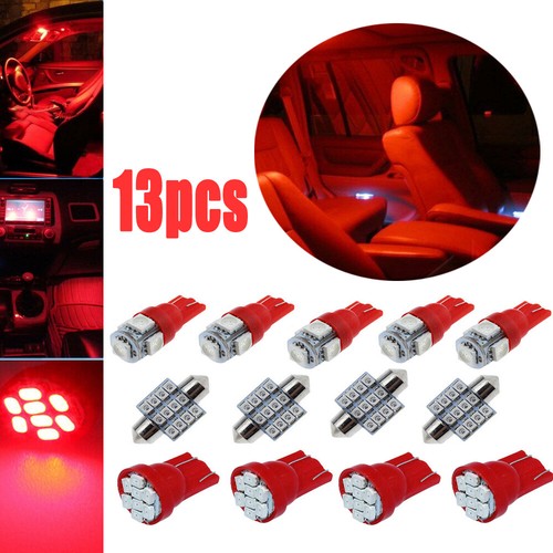 13pcs Car LED Interior Package Lamp Light Car Dome License Plate Bulb Red - Picture 3 of 12