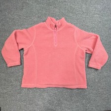 Lands End Sweater Girls Large 14/16 Pullover Fleece Sherpa 1/4 Zip Pink Casual