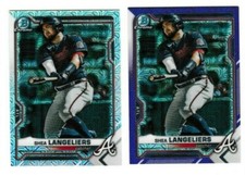 2021 Bowman Chrome Mega Box Shea Langeliers PURPLE MOJO Refractor /250 & Base 