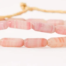 Molded Bohemian Pink and White Trade Beads 31 Inch