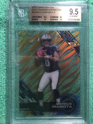 2015  HIGH TEK RC MARCUS MARIOTA GOLD RAINBOW DIFRACTOR    3/50    BGS 9.5 GEM