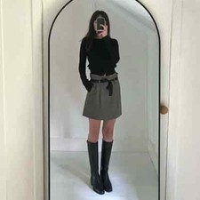 Gap Vintage Y2K Wool Belted Mini Skirt Size 1 Grey