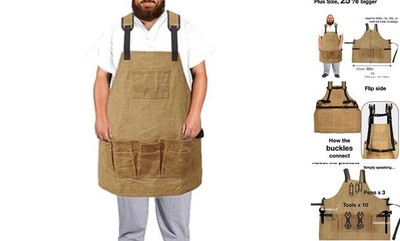  Big and Tall Plus Size Work Apron: Flame Resistant Plus Size: Waxed Canvas