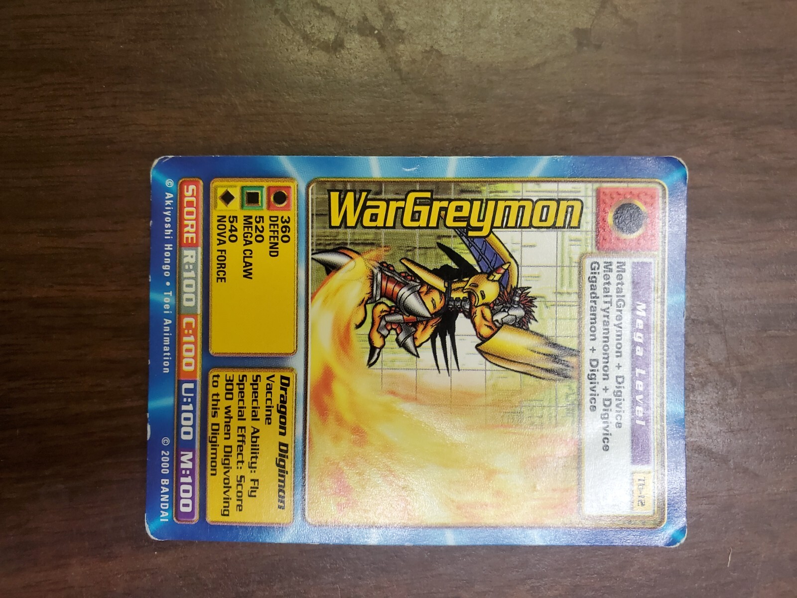 WARGREYMON (Tb-12) 2000 Bandai/Toei Animation VINTAGE COLLECTIBLE Digimon Card
