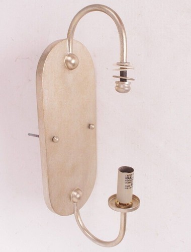 Pottery Barn Addington wall sconce, silver leaf *shade w/crack, still functions - Picture 5 of 10