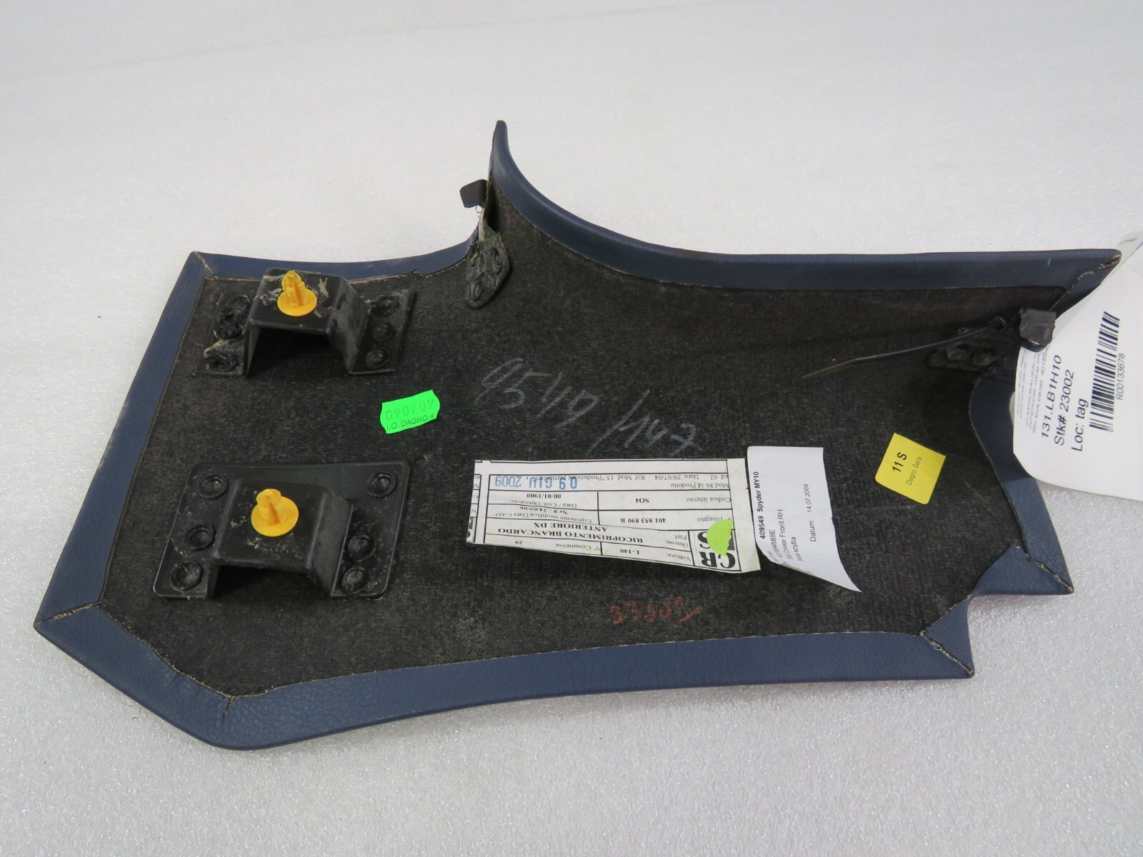 Lamborghini Gallardo RH, Right, Front Sill Cover, Blue Leather, Used, 401854888E