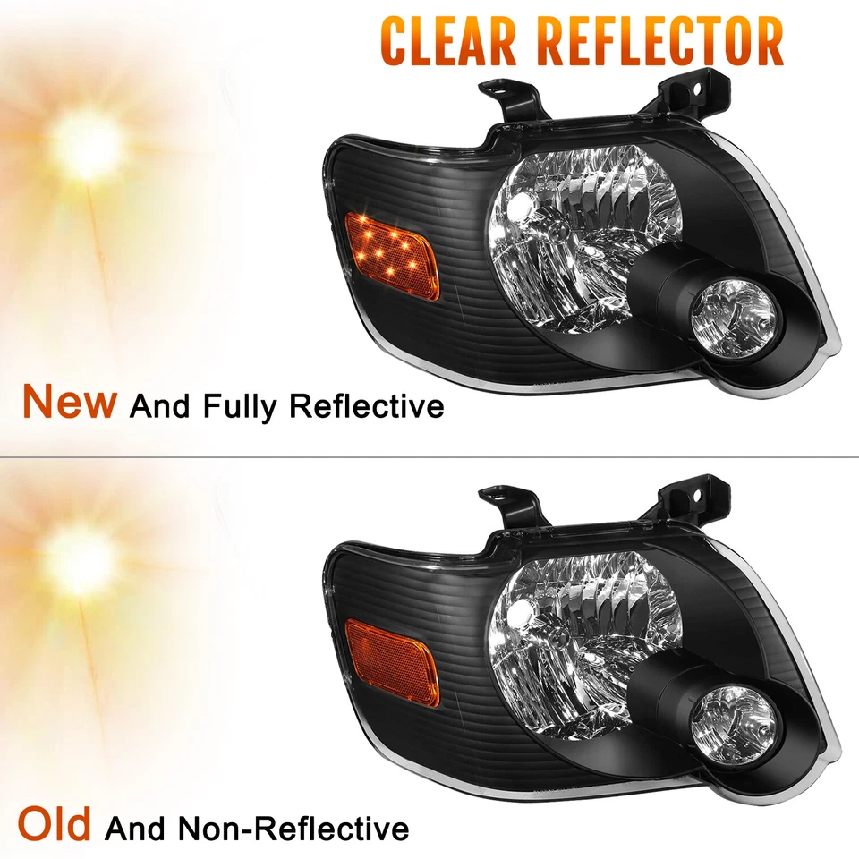 Par de faros esquineros ámbar carcasa negra para Ford Explorer 2006-2010  Foto 2 de 4