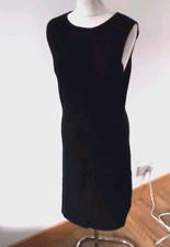 Jigsaw Knitted dress black Sleeveless shift 90% wool v neck 8 - 10 UK Vintage