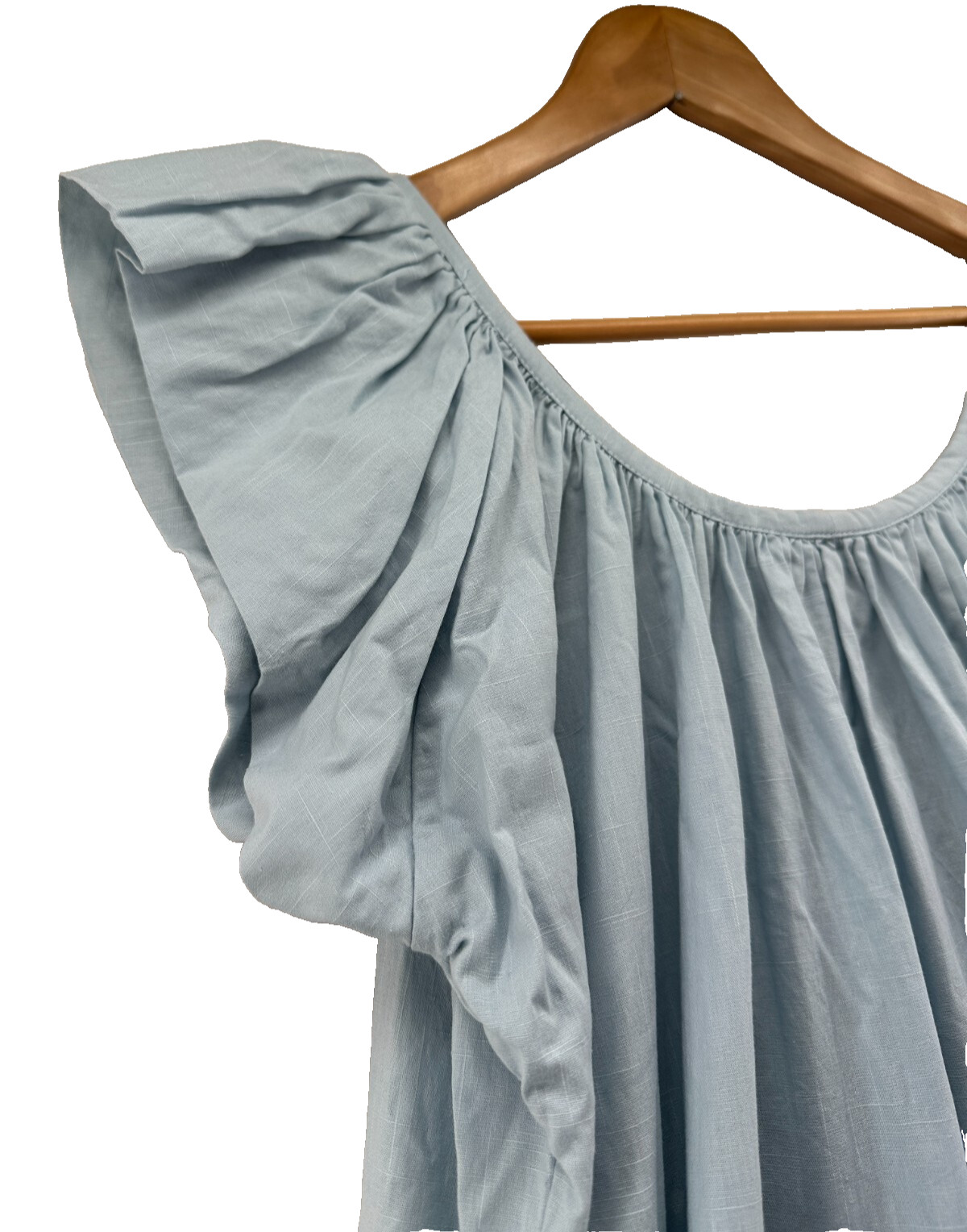 Kalita Andromeda Days Blue Maxi Dress Size XS/S Oversized Ruffle Cap Sleeve Tie