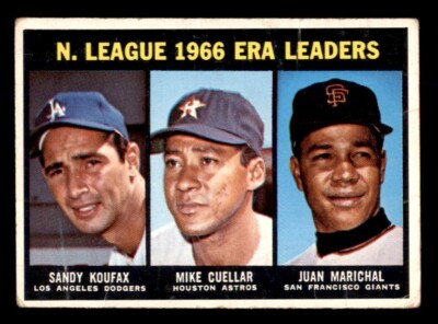 1967 Topps Baseball #234 N.L. E.R.A. Leaders Koufax Marichal GD *e1