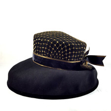 Vintage Bollman Women's Hat Bucket Irish Country Black Wool Felt