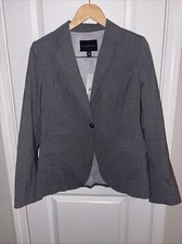 BANANA REPUBLIC Blazer Womens 10 Gray 1 Button Wool Spandex Career Taper Lined