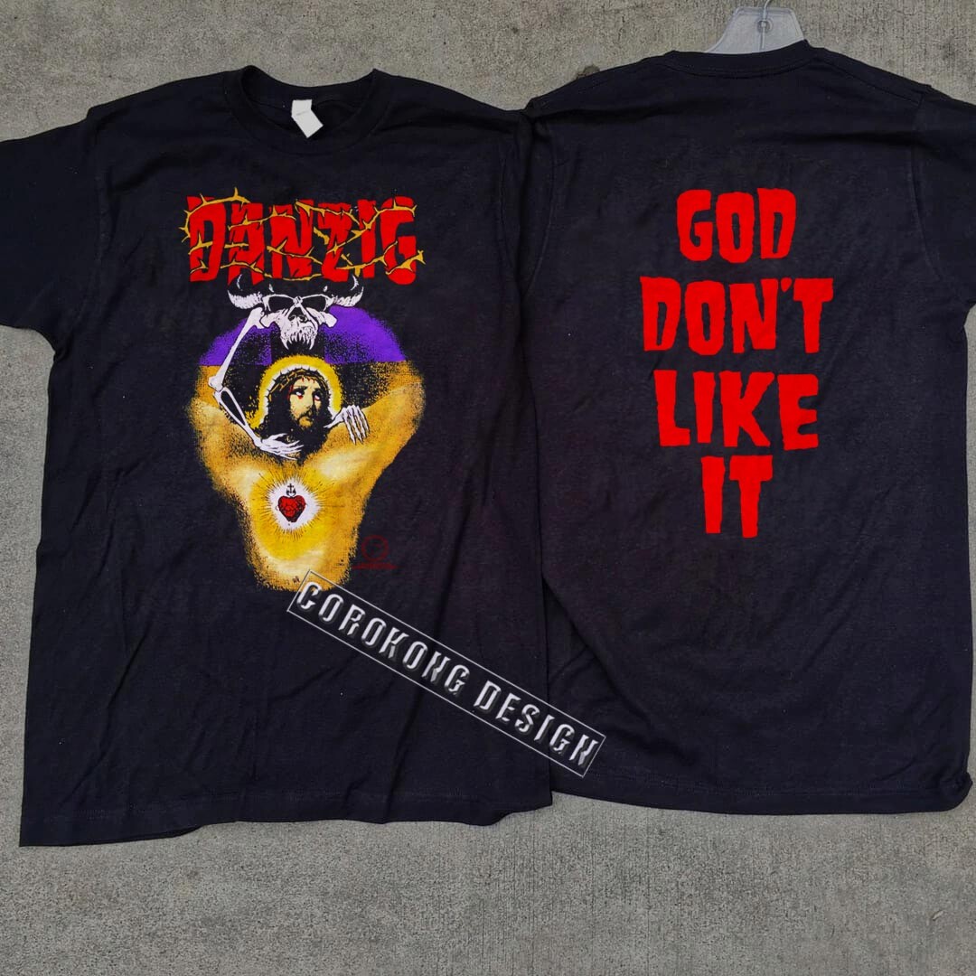DANZIG T Shirt GOD DON'T LIKE IT Skull Jesus Misfits Samhain DANZIG T Shirt GOD DON'T LIKE IT Skull Jesus Misfits Samhain
