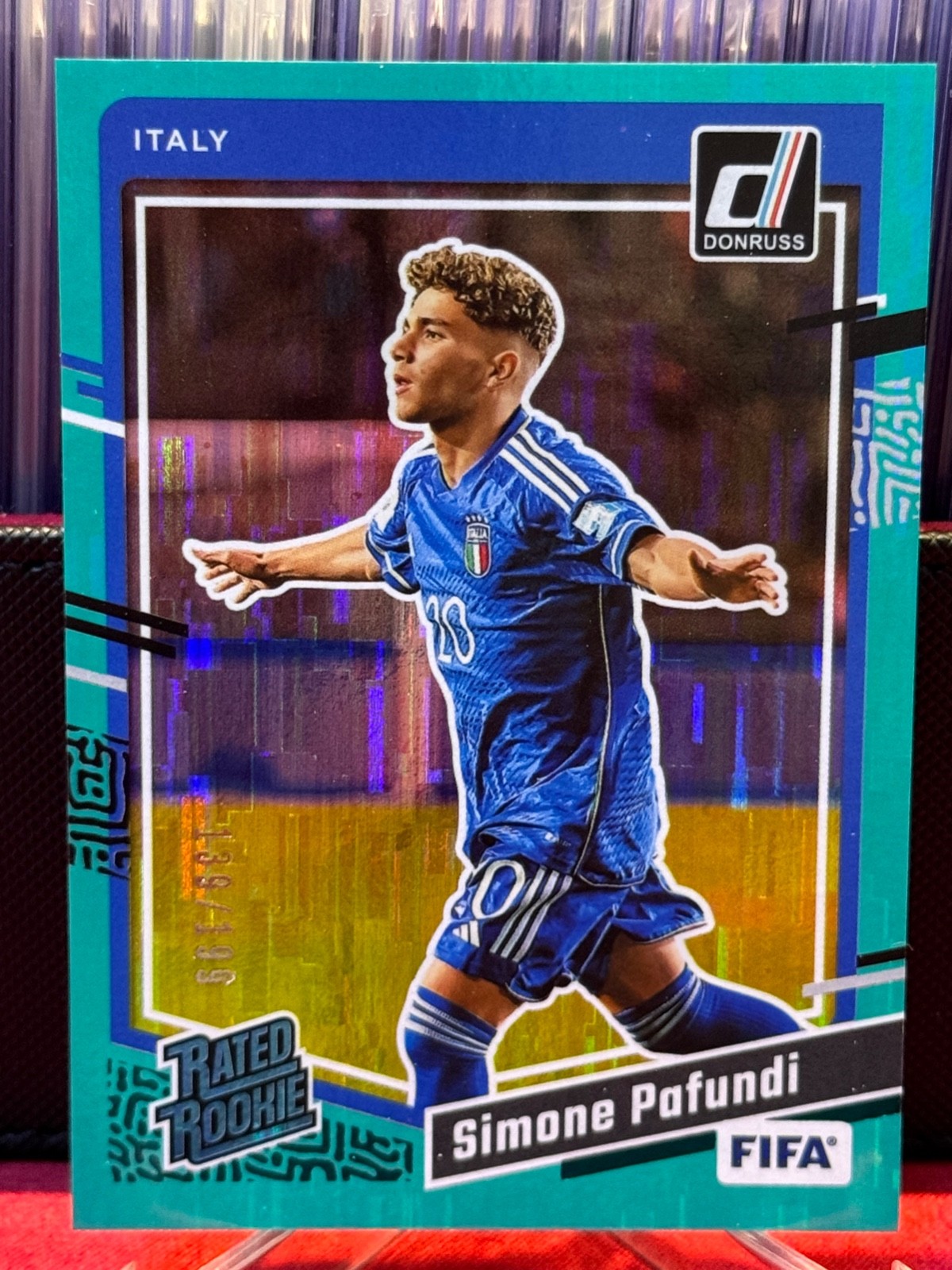 2023-24 Donruss Teal #198 Simone Pafundi Rated Rookie RC 139/199 ITALY
