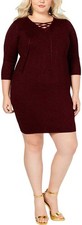 Say What? Womens Plus Size Ribbed Knit Lace Up Dress Size 2X