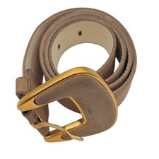 Vintage 80s Escada Suede Belt Sz 36 Made Western Germany Gold Buckle Taupe