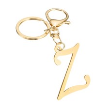 Gold Initial Letter Keychain, Stainless Steel A-Z Alphabet Keychains Letter Z