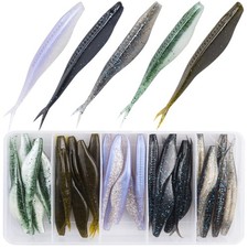 Fishing Bait Soft Plastic Fishing Lure, 5in Salty Split Tail Jerk Shad Minnow...