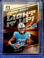 JAHMYR GIBBS 2023 DONRUSS OPTIC DETROIT LIONS LIGHT IT UP ROOKIE CARD RC # LU-JG