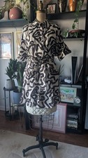 Reiss UK Size 10 USA Size 6 Linen Viscose Abstract Print Short Open Back Dress