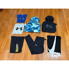 Bundle 7 Under Armour Boys Activewear Hoodies T-Shirts Joggers Shorts Blue YXL