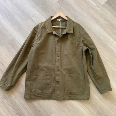 #ad #ad Quaker Marine Supply French Workmans Chore Jacket Oilve Army Green XXL Flaw* $99.99