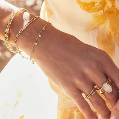 NEW  Kendra Scott  Amelia   Gold Crystal Charms Bracelet