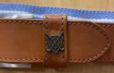 Oxford Golf Sz 40 Stretch Blue & White Elastic Striped Belt Golf Clubs Ornament