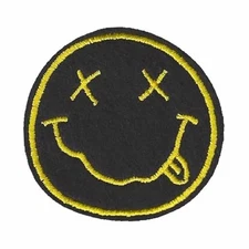 NIRVANA IRON ON PATCH 2" Grunge Rock Band Smiley Smile Embroidered Applique NEW