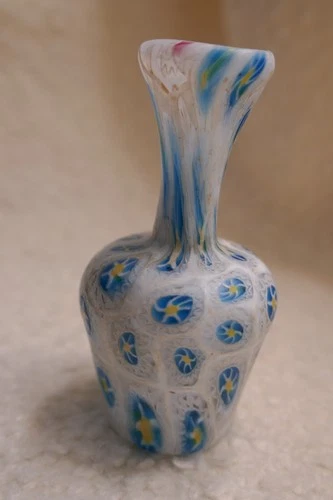 Vintage Italian MURANO Venetian Blown Glass Millefiori Miniature Vase 3"
