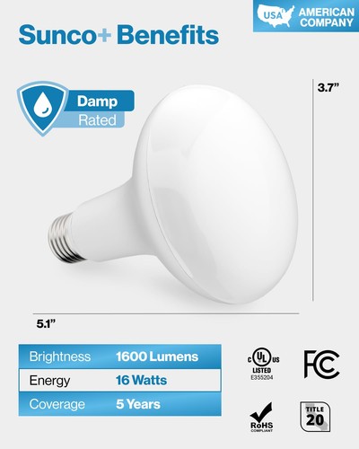 Sunco 6 Pack BR30 LED Bulb, Recessed Can Light Bulbs, Indoor Flood Lighting, ... - Picture 7 of 7