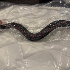Dressage Bridle Browband Black Leather with Crystals Pony Size