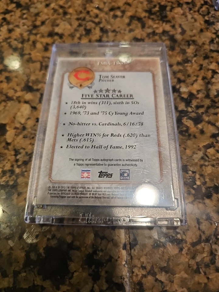 Autógrafo Topps Five Star Tom Seaver 2013 9/50 en tarjeta Auto Mets Salón de la fama Foto 2 de 2