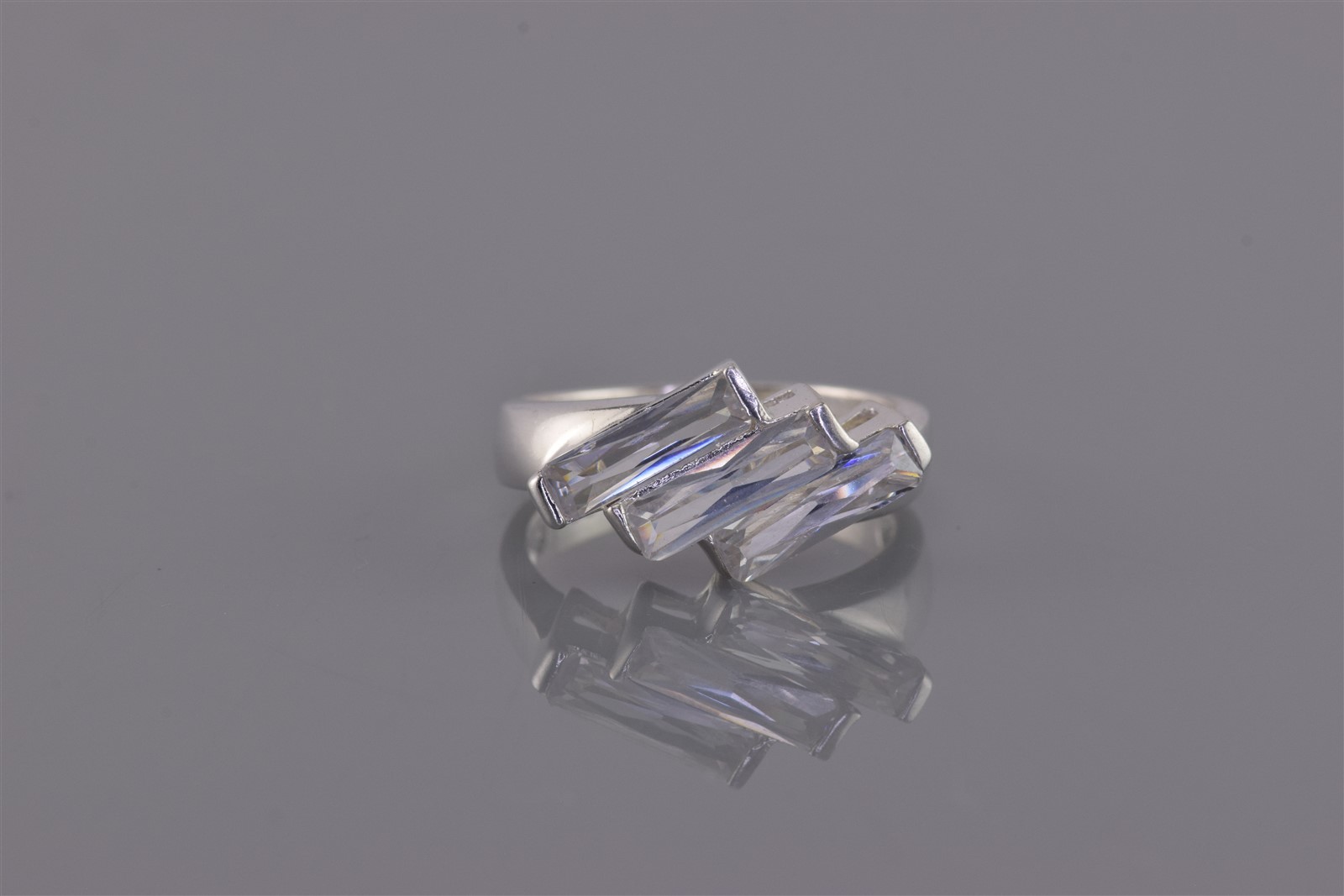 Sterling Silver Slanted Stacked Rectangular Cubic… - image 1