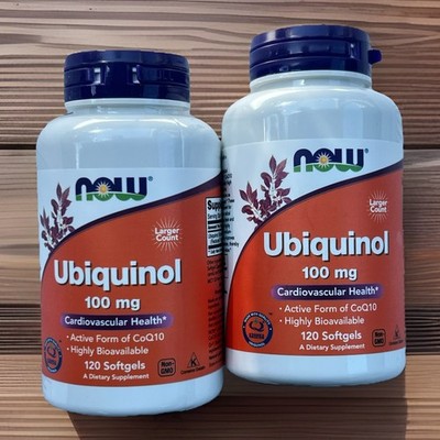 2 NOW Foods Ubiquinol 100mg 120 Softgels Active 8/26EXP free radical protec