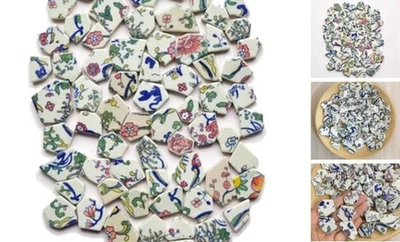 Broken Tiles,1lb About 73pcs Ceramic China Glazed Irregular Mosaic Tiles type A - Image 1 of 4