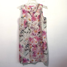 Pure Jill Linen Shift Dress XS Petite Watercolor Floral Pockets Summer Tank