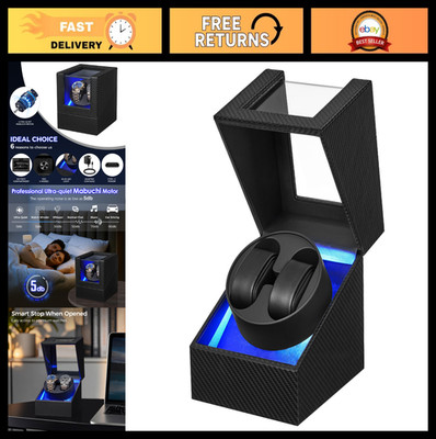 Automatic Watch Winder for 2 Watches, LED Light, Quiet Motor, Battery/USB Powere