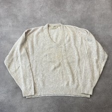 L.L.Bean V-Neck Mens Large Vintage Made In USA Cotton Rayon Jumper, Grey