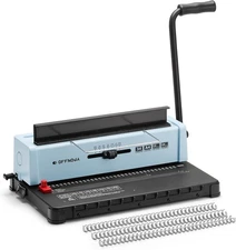 Wire Binding Machine, Punch 12 Sheets, 34 - Square Punch Holes, Bind 120 Sheets