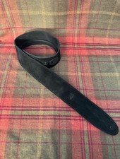 Black Comfy Suede Guitar Strap - Genuine Leather - Hand made in the UK