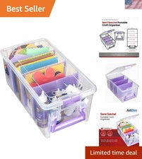 Elegant Purple Craft Organizer - Portable Semi Satchel with 3 Removable Dividers