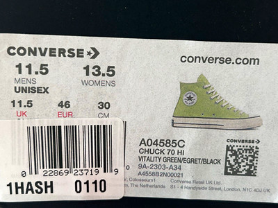 Converse Chuck 70 Hi High Top Sneaker Grün/Schwarz EU 46 A04585C