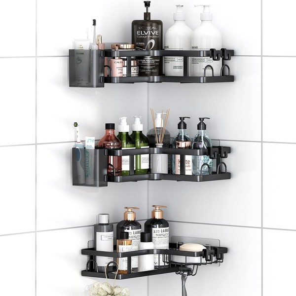 Duschablage Ohne Bohren 3 StüCk Badezimmer Organizer Shampoo Halterung Dusche-image