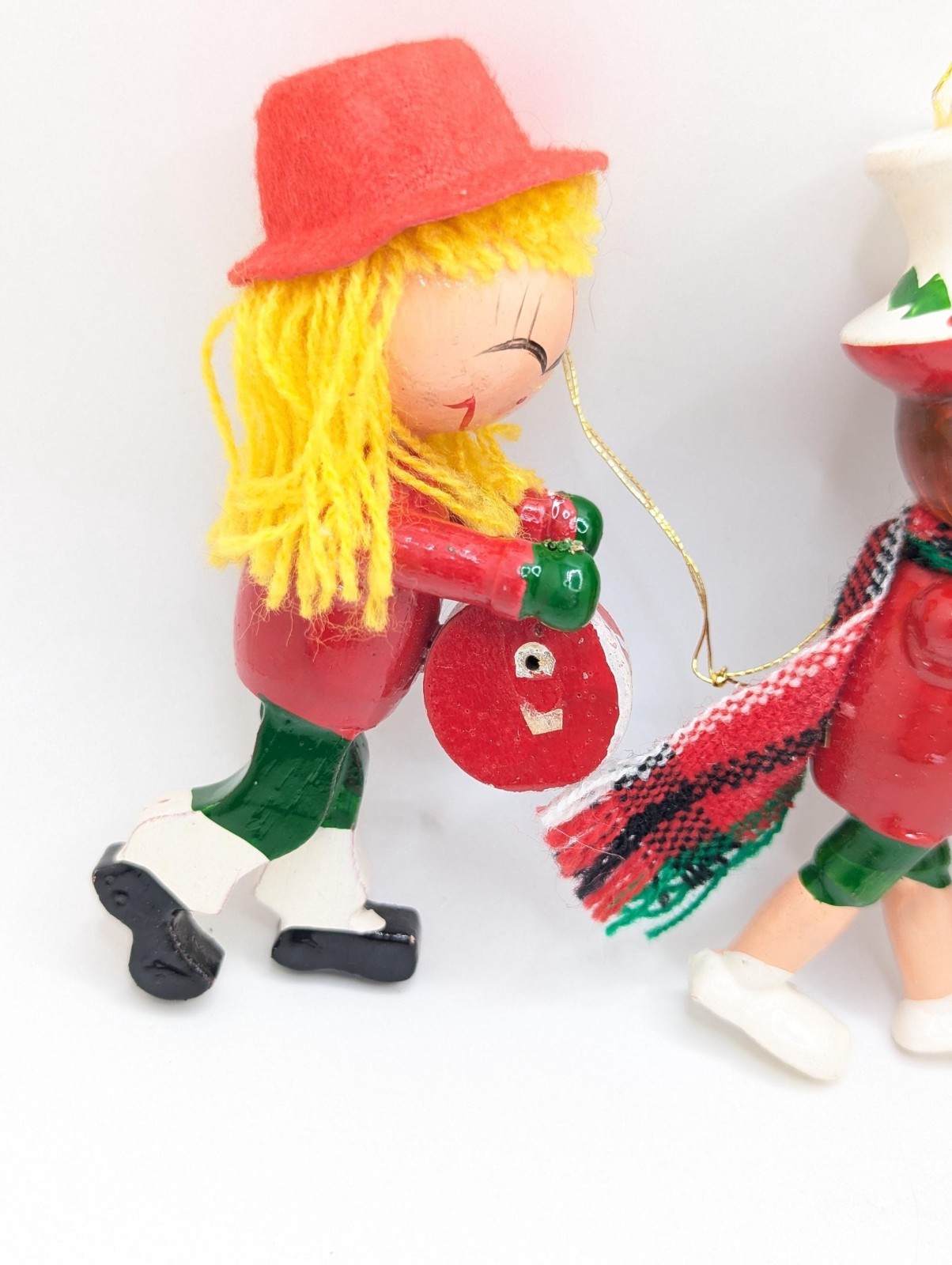 Vintage Lot Various Wooden Christmas Ornaments Estate Grandma Drummer Tree Gift